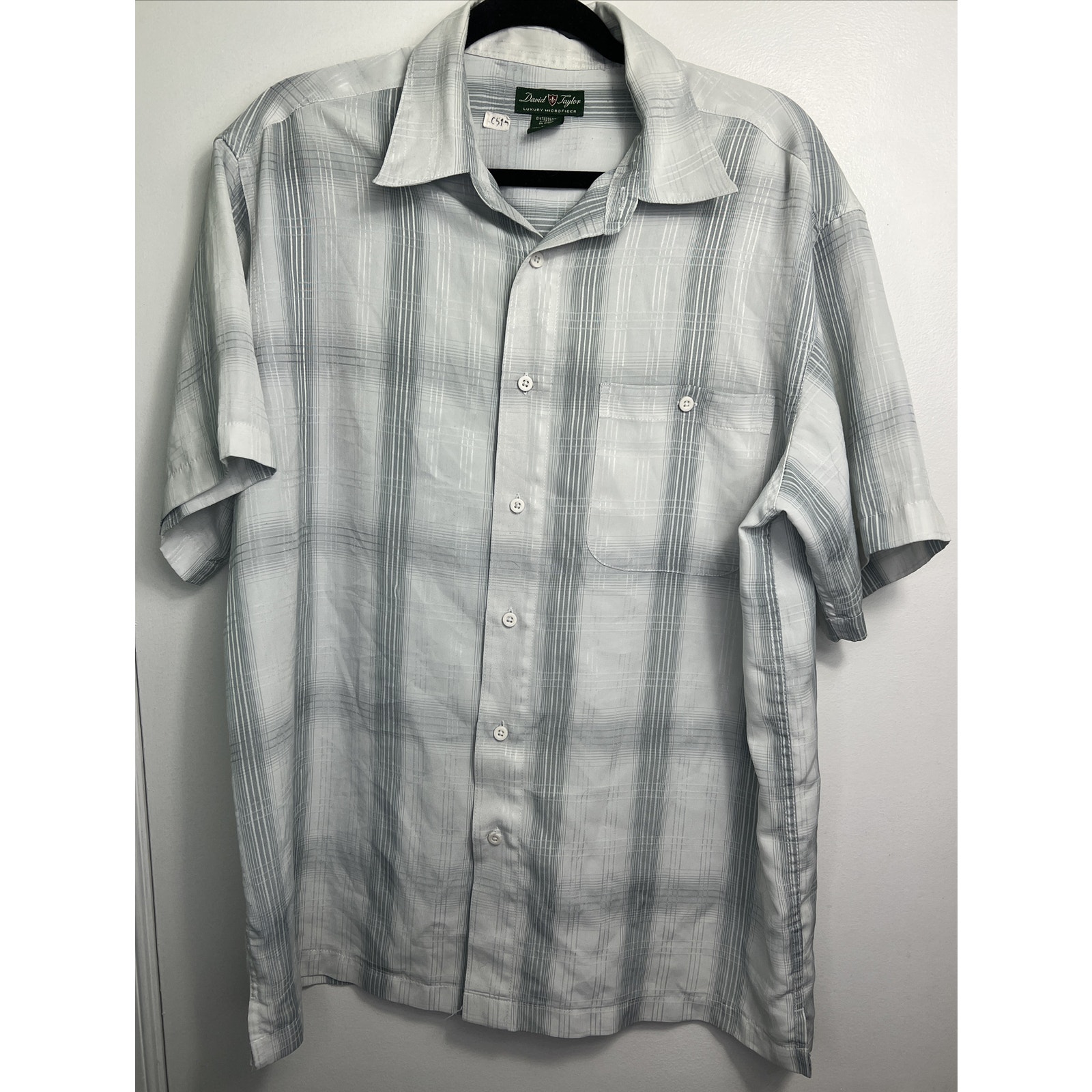 David Taylor Luxury Microfiber L Short Sleeve 2000s Y2k Casual Button Down